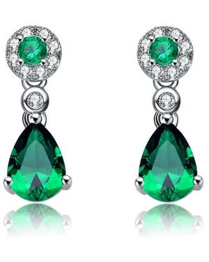 Genevive Jewelry Silver Cz Earrings - Green