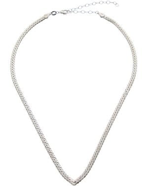 Meshmerise 18k Over Silver Herringbone Choker Necklace - Metallic