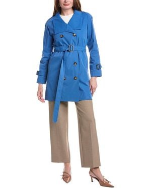 NVLT Classic Double-Breasted Trench Coat - Blue