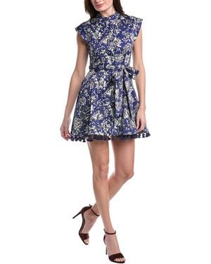 Alice + Olivia Lucy Cuffed Cap Sleeve Mini Shirt Dress - Blue