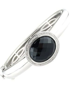 Gemstones Steel 0.04 Ct. Tw. Diamond & Onyx Bangle Bracelet - Multicolour