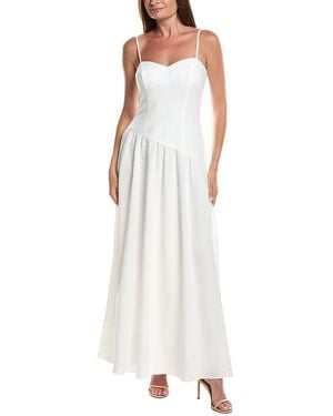 Rene Ruiz Sweetheart Colourblock Drop-Waist Maxi Dress - White