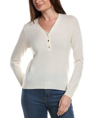 Bruno Magli Wool & Cashmere-Blend V-Neck Henley Jumper - White
