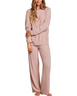 Barefoot Dreams 2Pc Jersey Roll Pullover & Wide Leg Pant Set - Multicolour