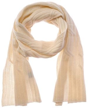 Hannah Rose Wide Cable Cashmere Scarf - Natural