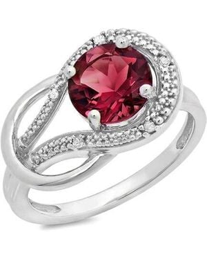 MaxColor 10k 2.25 Ct. Tw. Diamond & Garnet Eternity Ring - White