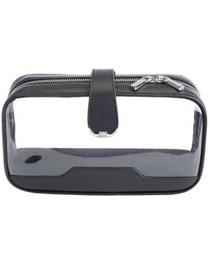 ROYCE New York New York Leather Clear Double-Sided Leather Cosmetic Case - Grey
