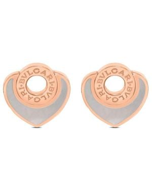 BVLGARI 18k Rose Gold White Chalcedony Earrings - Pink