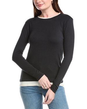 Three Dots Veronica Layered T-Shirt - Black