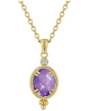 Reiss 14k 2.49 Ct. Tw. Diamond & Amethyst Necklace - Metallic