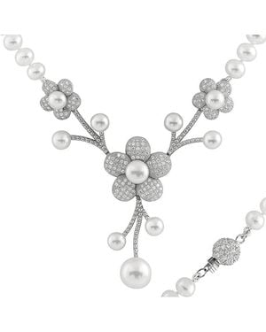 Splendid 6-6.5Mm Pearl & Cz Necklace - Metallic