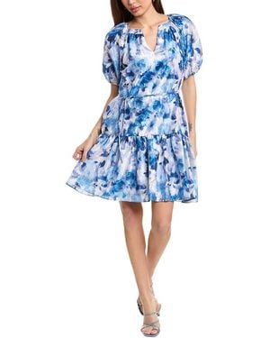 Julia Jordan Crushed Taffeta Shift Dress - Blue