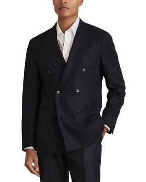 Reiss Club Peak Textured Weave Wool-Blend Blazer - Blue