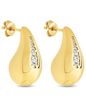 Sterling Forever Cz Callie Teardrop Polished Earrings - Metallic