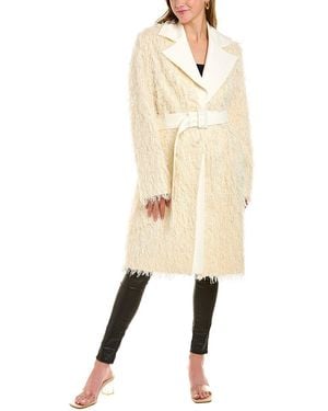Helmut Lang Wool-blend Fringe Coat - Natural