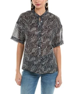 Alpha Studio Semi-Sheer Top - Black
