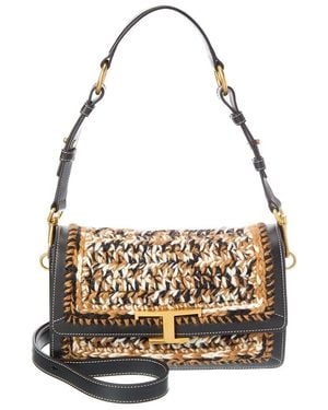 Tod's T Timeless Leather & Crochet Shoulder Bag - Metallic