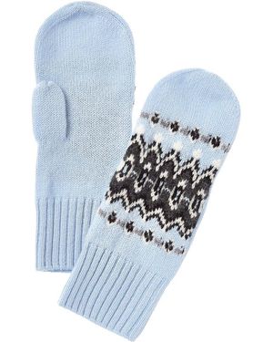 Forte Cashmere Jacquard Cashmere Mittens - Blue