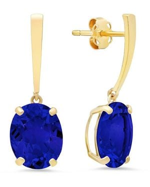 MaxColor 14k 5.40 Ct. Tw. Lab-grown Blue Sapphire Drop Earrings