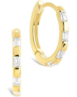 Sterling Forever 14k Over Silver Cz Henley Baguette Micro Hoop Earrings - Metallic