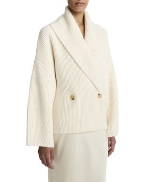 Vince Draped Wool-Blend Sweater Coat - White