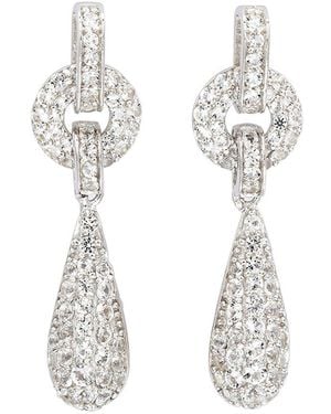 Suzy Levian Silver 0.02 Ct. Tw. Diamond & White Topaz Tear Drop Earring