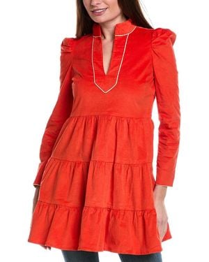 Sail To Sable Baby Corduroy Tunic Flare Dress - Red
