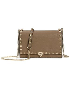 Tiffany & Fred Paris Studded Fold-over Leather Clutch - Brown