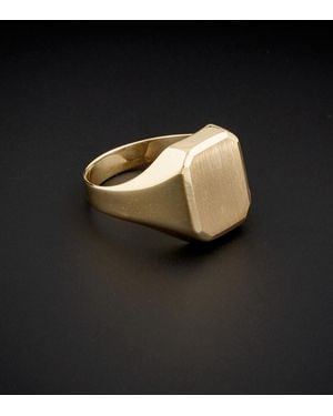 Italian Gold 14k Rectangular Signet Ring - Black