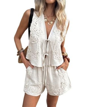 Luna Tuccini 2Pc Vest & Short Set - White
