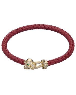 jean claude Year Of The Snake Collection Leather Cz Bracelet - Red