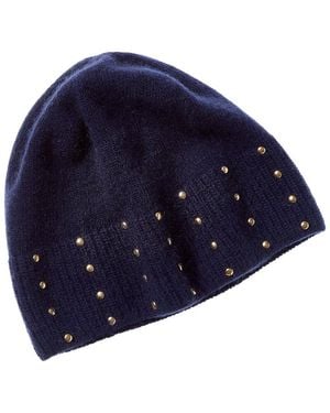 Portolano Round Studs Cashmere Beanie - Blue
