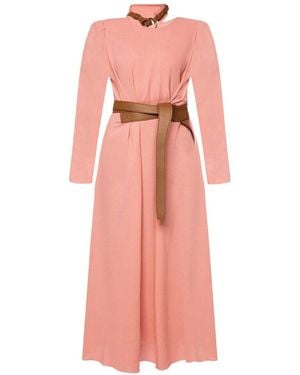 Stella McCartney Belted Leather-Trim Dress - Pink