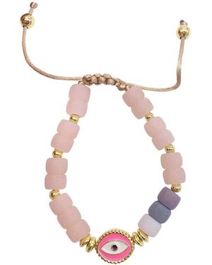 Adornia 14k Plated Evil Eye Bolo Bracelet - Pink