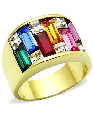 Alamode Jewelry Plated Stainless Steel Ring - White