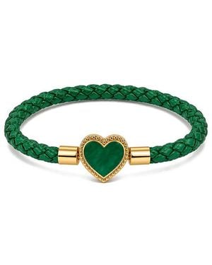 jean claude Leather & Stainless Steel Cz Bracelet - Green
