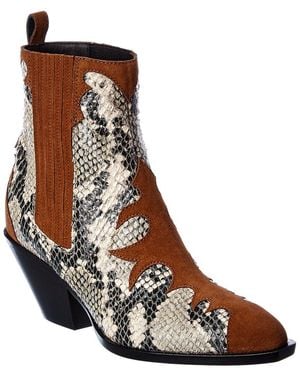 Giuseppe Zanotti Suede & Snakeskin Bootie - Brown