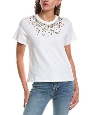 Cinq À Sept Tumbling Flowers Shrunken T-Shirt - White