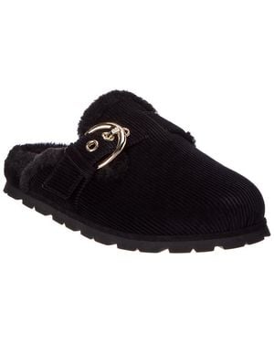 Stuart Weitzman Chrystie Velvet & Shearling Mule - Black