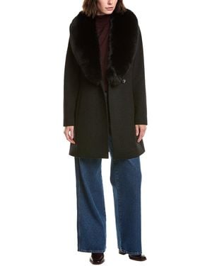 Sofiacashmere Short Wool-Blend Coat - Black