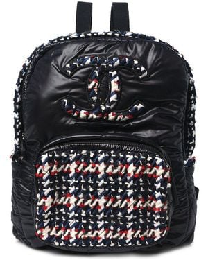 CHANEL Black Nylon Tweed Cc Backpack Multicolor (authentic Pre-loved)