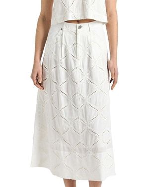 10 Crosby Derek Lam Nydia Cotton Eyelet Midi Skirt - White