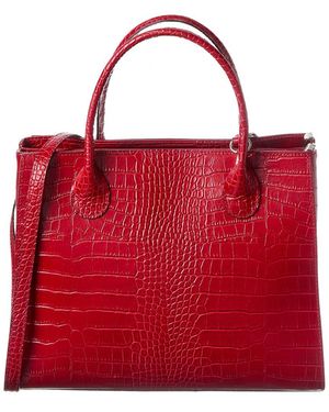 Italian Leather Top Handle Tote - Red