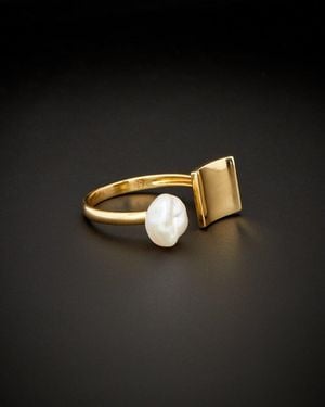 Italian Gold 18k Pearl Ring - Black
