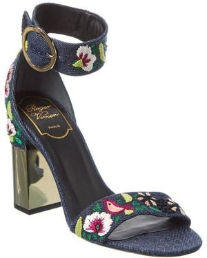 Roger Vivier Podium Denim Sandal - Black