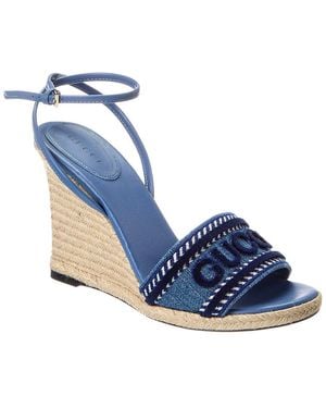 Gucci Denim & Leather Wedge Sandal - Blue