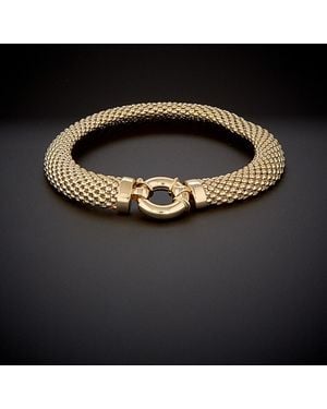 Italian Gold 14k Puffed Mesh Bracelet - Black