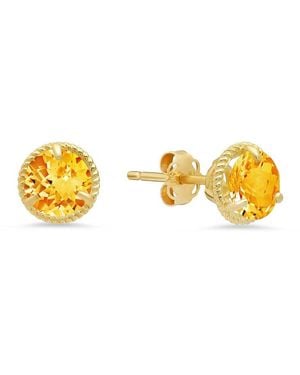 MaxColor 14k 1.30 Ct. Tw. Citrine Halo Studs - Yellow