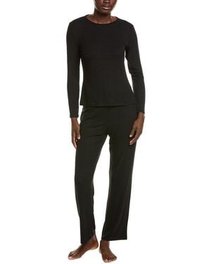 Natori 2Pc Bamboo Long Sleeve Pajama Set - Black