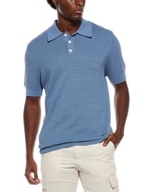Slate & Stone Grid Stitch Polo Jumper - Blue